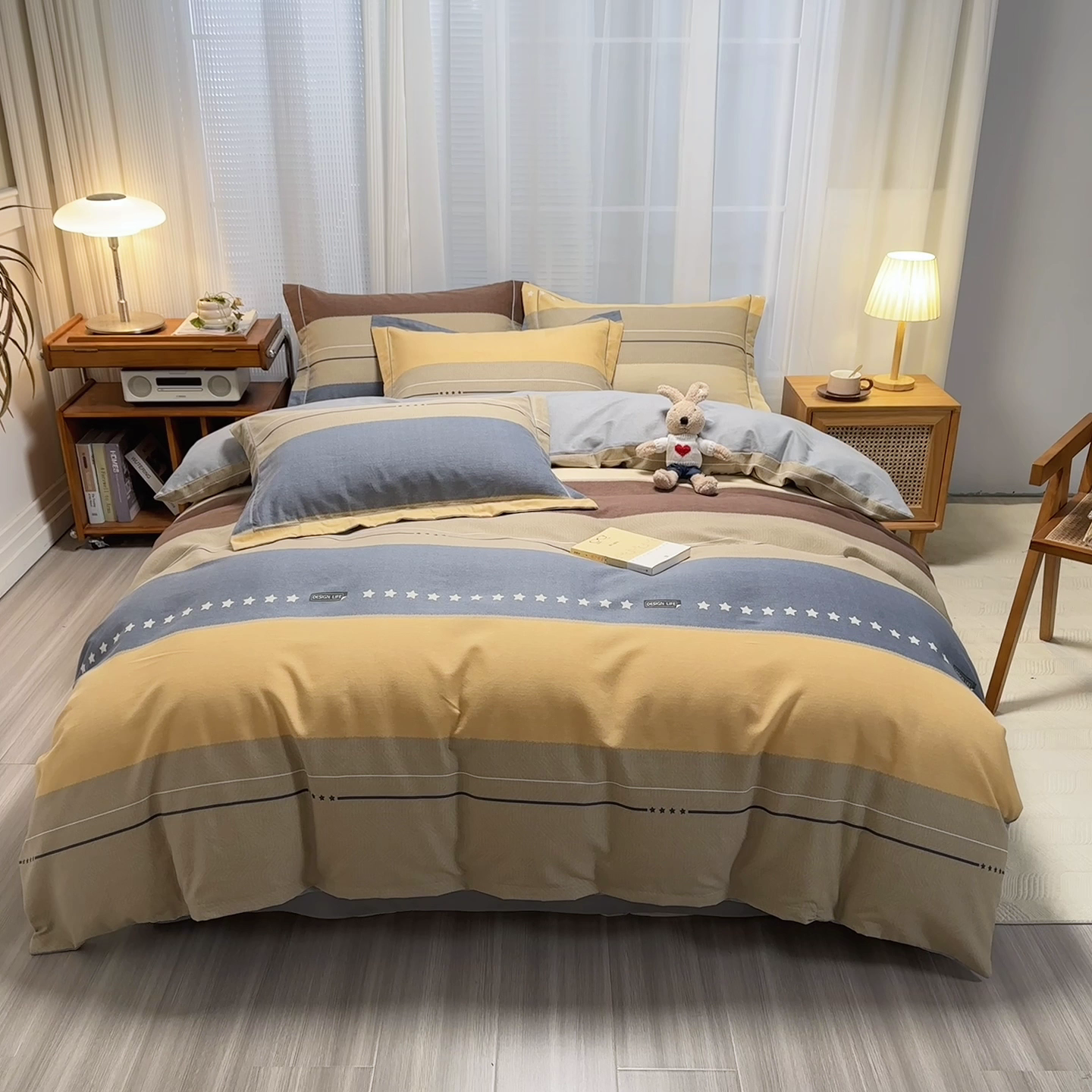 91家纺网 家纺一手货源 找家纺 卡普二店 2025新款全棉纯棉磨毛加厚四件套系列-四件套 杰森