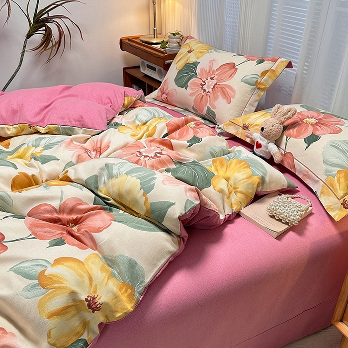 91家纺网 家纺一手货源 找家纺 卡普二店 2025新款全棉纯棉磨毛加厚四件套系列-四件套 梦若菲