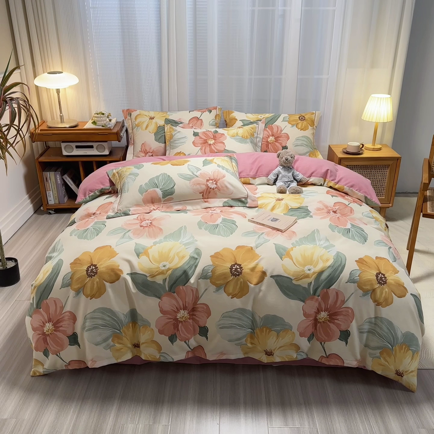 91家纺网 家纺一手货源 找家纺 卡普二店 2025新款全棉纯棉磨毛加厚四件套系列-四件套 梦若菲