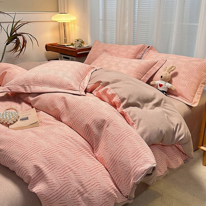 91家纺网 家纺一手货源 找家纺 卡普二店 2025新款全棉纯棉磨毛加厚四件套系列-四件套 莫尔