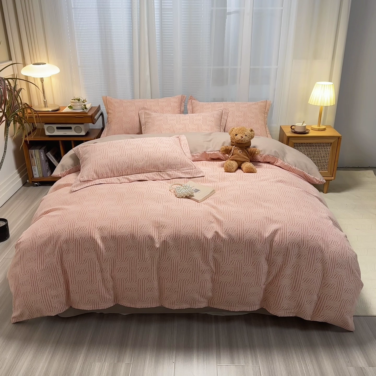 91家纺网 家纺一手货源 找家纺 卡普二店 2025新款全棉纯棉磨毛加厚四件套系列-四件套 莫尔