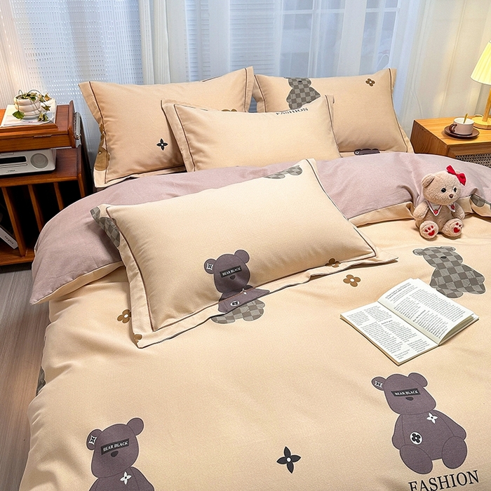 91家纺网 家纺一手货源 找家纺 卡普二店 2025新款全棉纯棉磨毛加厚四件套系列-四件套 欧尼熊