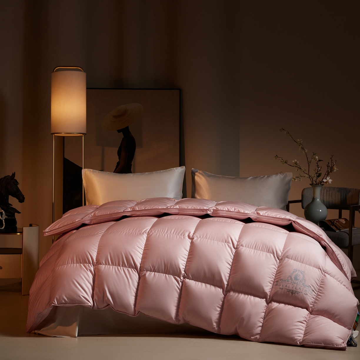 91家纺网 家纺一手货源 找家纺 （总）织梦人羽绒工厂店2025新款高蓬松羽绒被95鹅绒大牌同款花型-莱赛尔+棉纯色系列