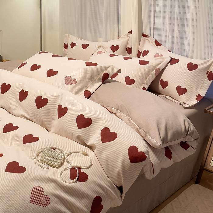 91家纺网 家纺一手货源 找家纺 卡普二店 2025新款全棉纯棉磨毛加厚四件套系列-四件套 完美恋人