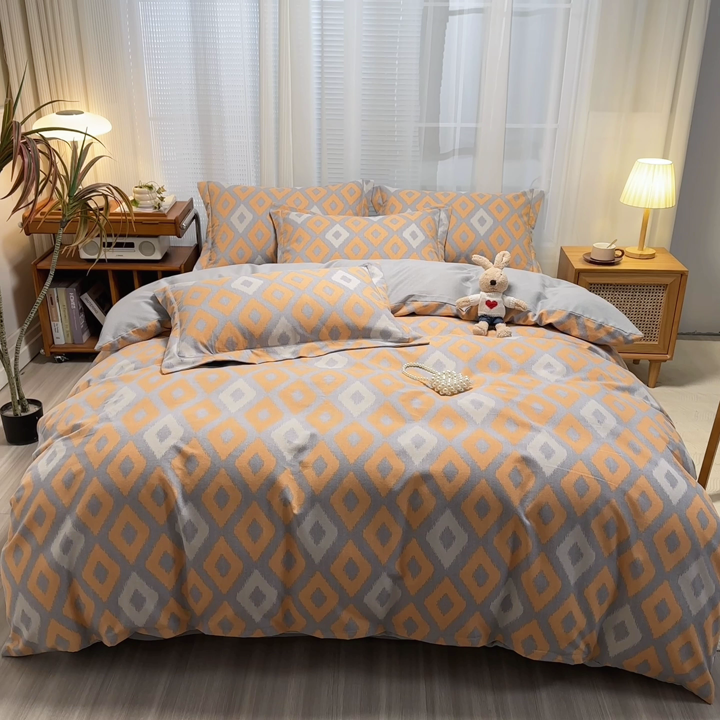 91家纺网 家纺一手货源 找家纺 卡普二店 2025新款全棉纯棉磨毛加厚四件套系列-四件套 伊格