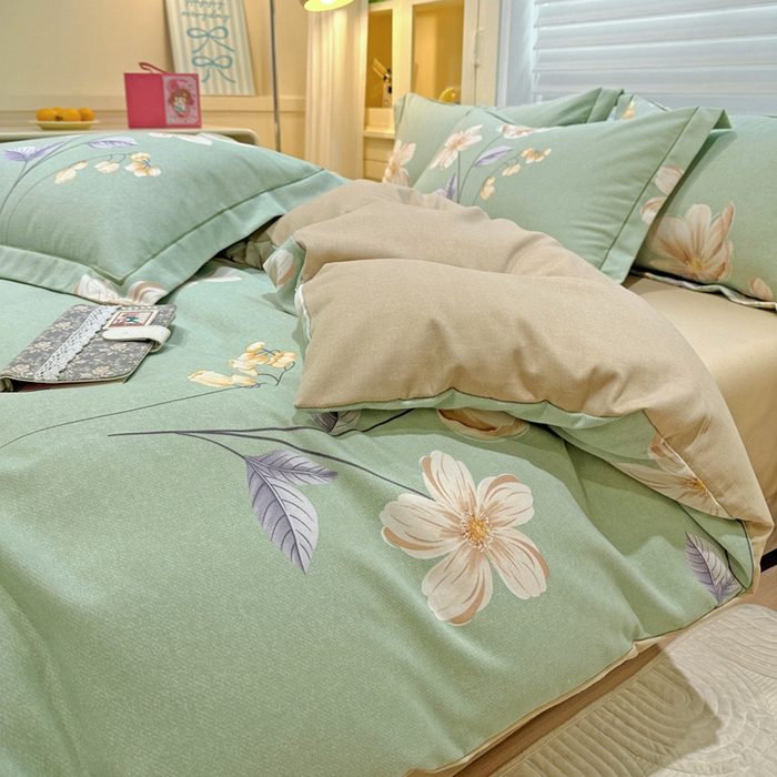 91家纺网 家纺一手货源 找家纺 卡普二店 2025新款全棉纯棉磨毛加厚四件套系列-四件套 春色满园