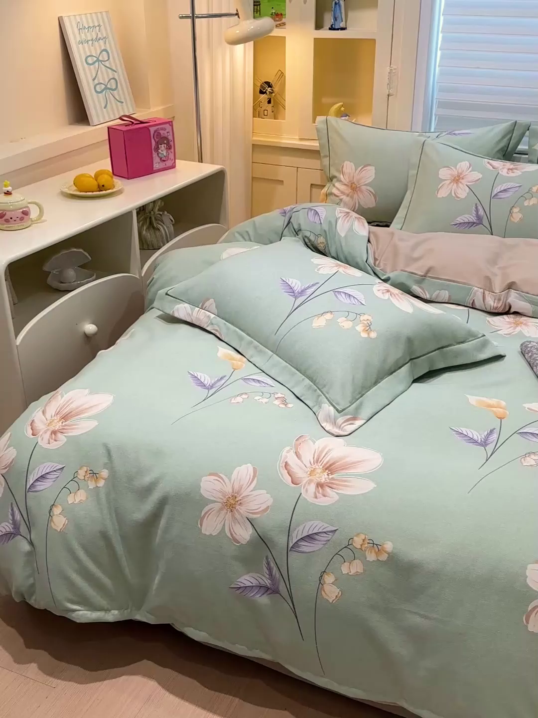 91家纺网 家纺一手货源 找家纺 卡普二店 2025新款全棉纯棉磨毛加厚四件套系列-四件套 春色满园