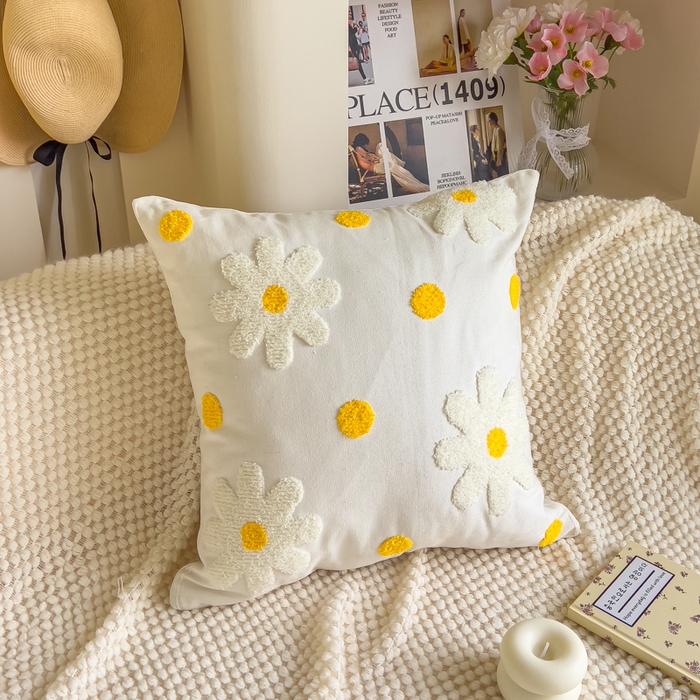 91家纺网 家纺一手货源 找家纺 （总）诺可 2025新款醒春集全棉毛巾绣抱枕枕头枕芯-彩色后花园简约系列