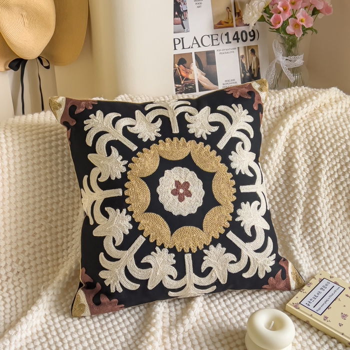 91家纺网 家纺一手货源 找家纺 （总）诺可 2025新款醒春集全棉毛巾绣抱枕枕头枕芯-彩色后花园简约系列