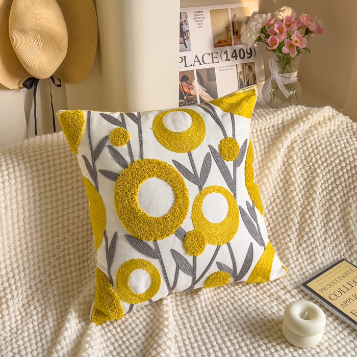 91家纺网 家纺一手货源 找家纺 （总）诺可 2025新款醒春集全棉毛巾绣抱枕枕头枕芯-彩色后花园简约系列