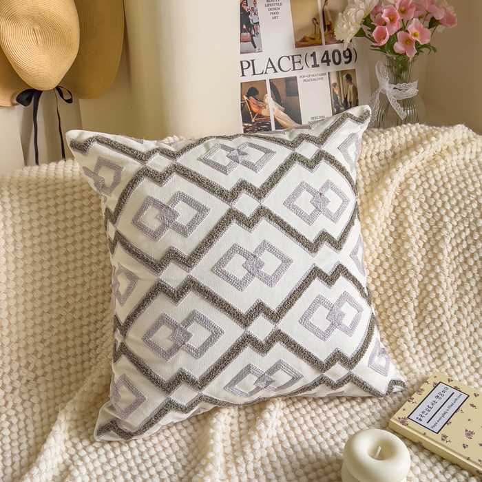 91家纺网 家纺一手货源 找家纺 （总）诺可 2025新款醒春集全棉毛巾绣抱枕枕头枕芯-彩色后花园简约系列