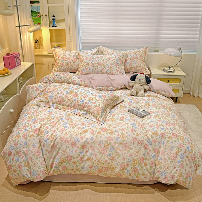 91家纺网 家纺一手货源 找家纺 卡普二店 2025新款全棉纯棉磨毛加厚四件套系列-四件套 花恋