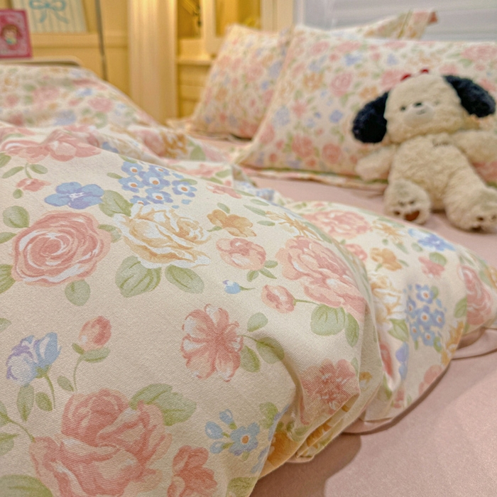 91家纺网 家纺一手货源 找家纺 卡普二店 2025新款全棉纯棉磨毛加厚四件套系列-四件套 花恋