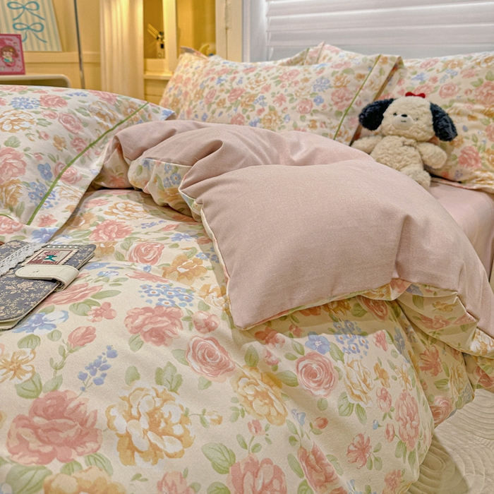 91家纺网 家纺一手货源 找家纺 卡普二店 2025新款全棉纯棉磨毛加厚四件套系列-四件套 花恋