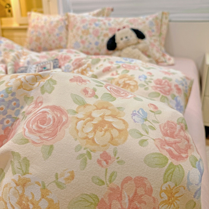 91家纺网 家纺一手货源 找家纺 卡普二店 2025新款全棉纯棉磨毛加厚四件套系列-四件套 花恋