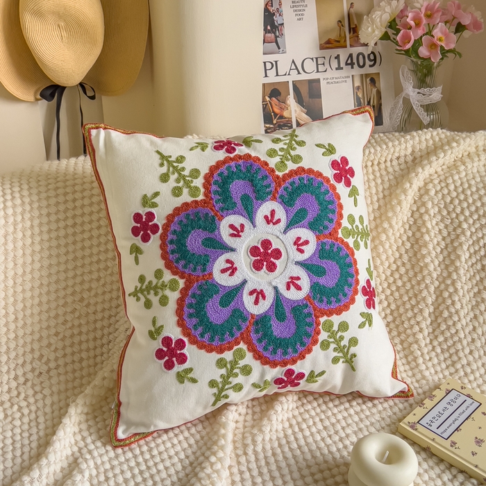 诺可 2025新款醒春集全棉毛巾绣抱枕枕头枕芯-彩色后花园简约系列 花语-紫