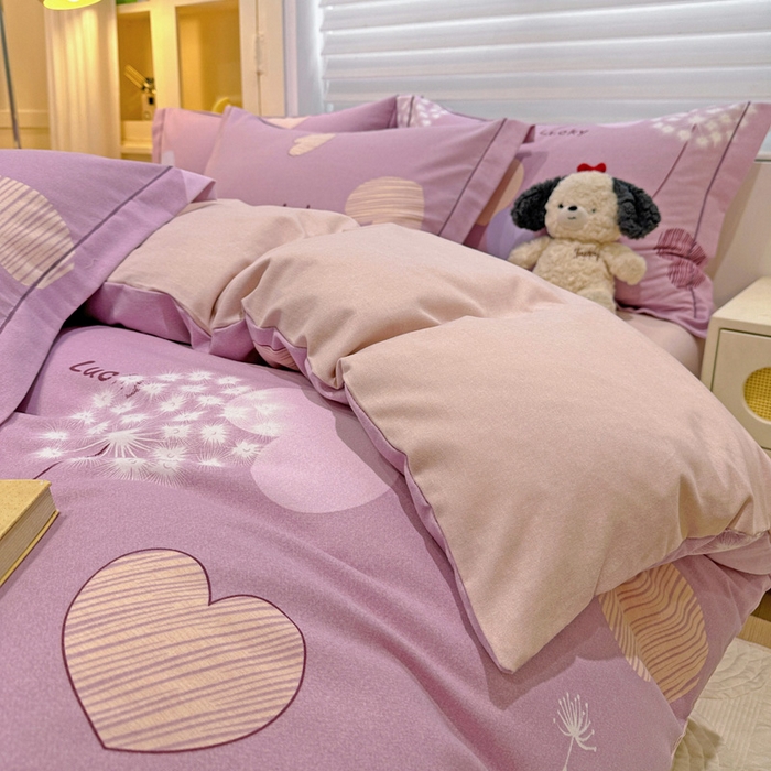 91家纺网 家纺一手货源 找家纺 卡普二店 2025新款全棉纯棉磨毛加厚四件套系列-四件套 怦然心动