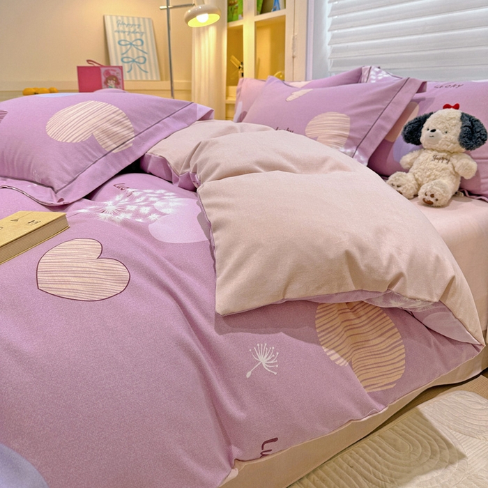 91家纺网 家纺一手货源 找家纺 卡普二店 2025新款全棉纯棉磨毛加厚四件套系列-四件套 怦然心动