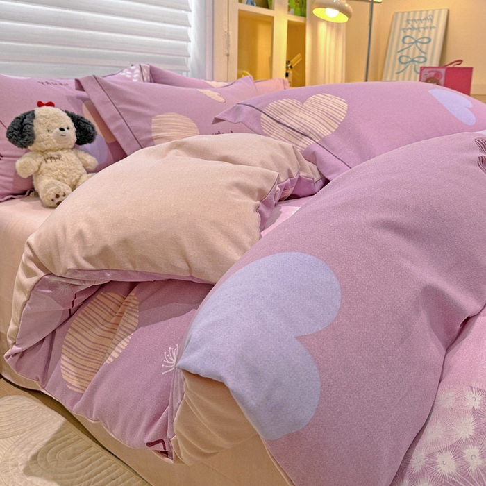 91家纺网 家纺一手货源 找家纺 卡普二店 2025新款全棉纯棉磨毛加厚四件套系列-四件套 怦然心动