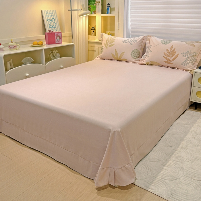 91家纺网 家纺一手货源 找家纺 卡普二店 2025新款全棉纯棉磨毛加厚四件套系列-四件套 芊芊叶语