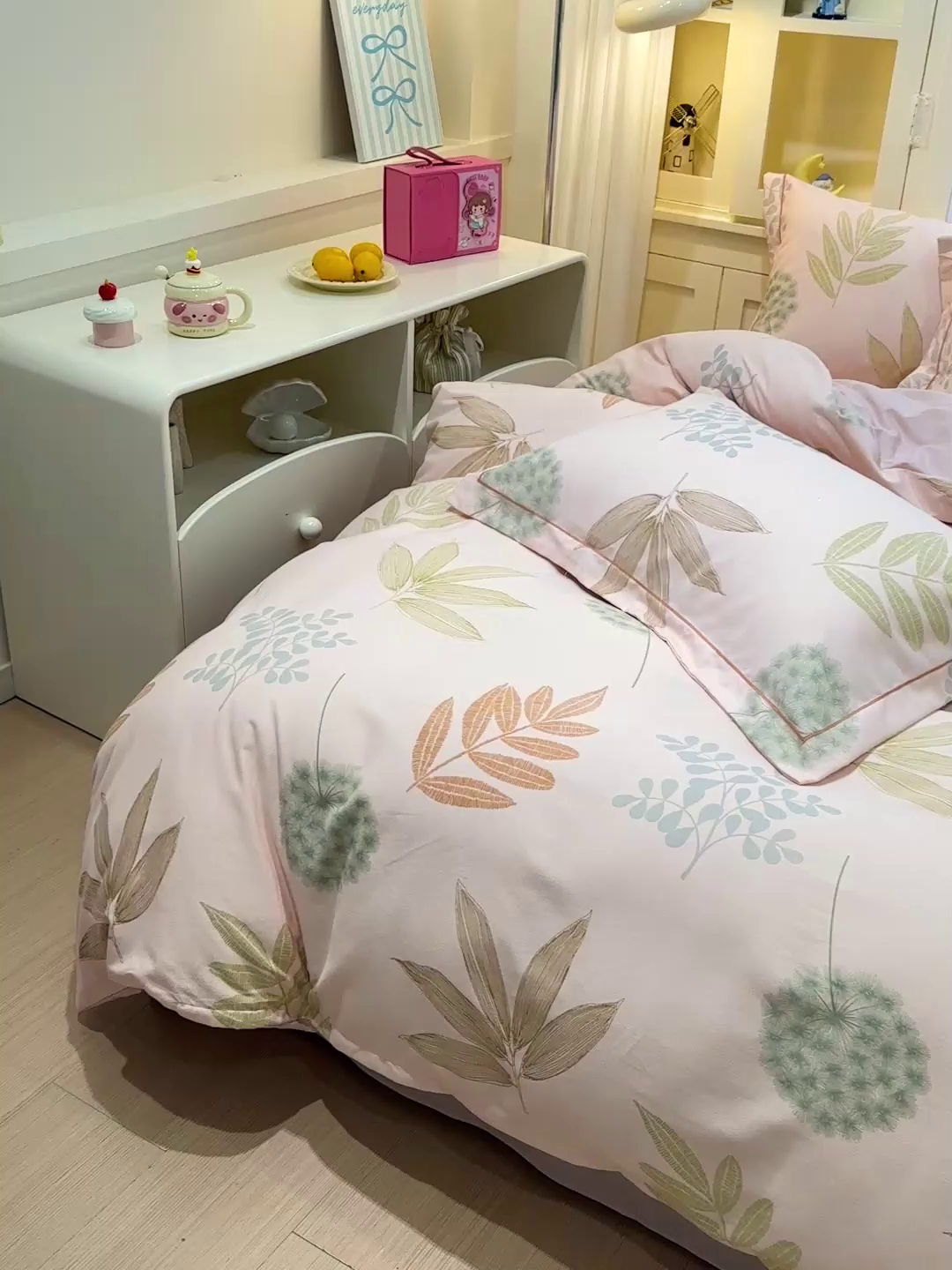 91家纺网 家纺一手货源 找家纺 卡普二店 2025新款全棉纯棉磨毛加厚四件套系列-四件套 芊芊叶语