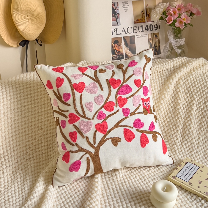 诺可 2025新款醒春集全棉毛巾绣抱枕枕头枕芯-彩色春日花束系列 爱心树