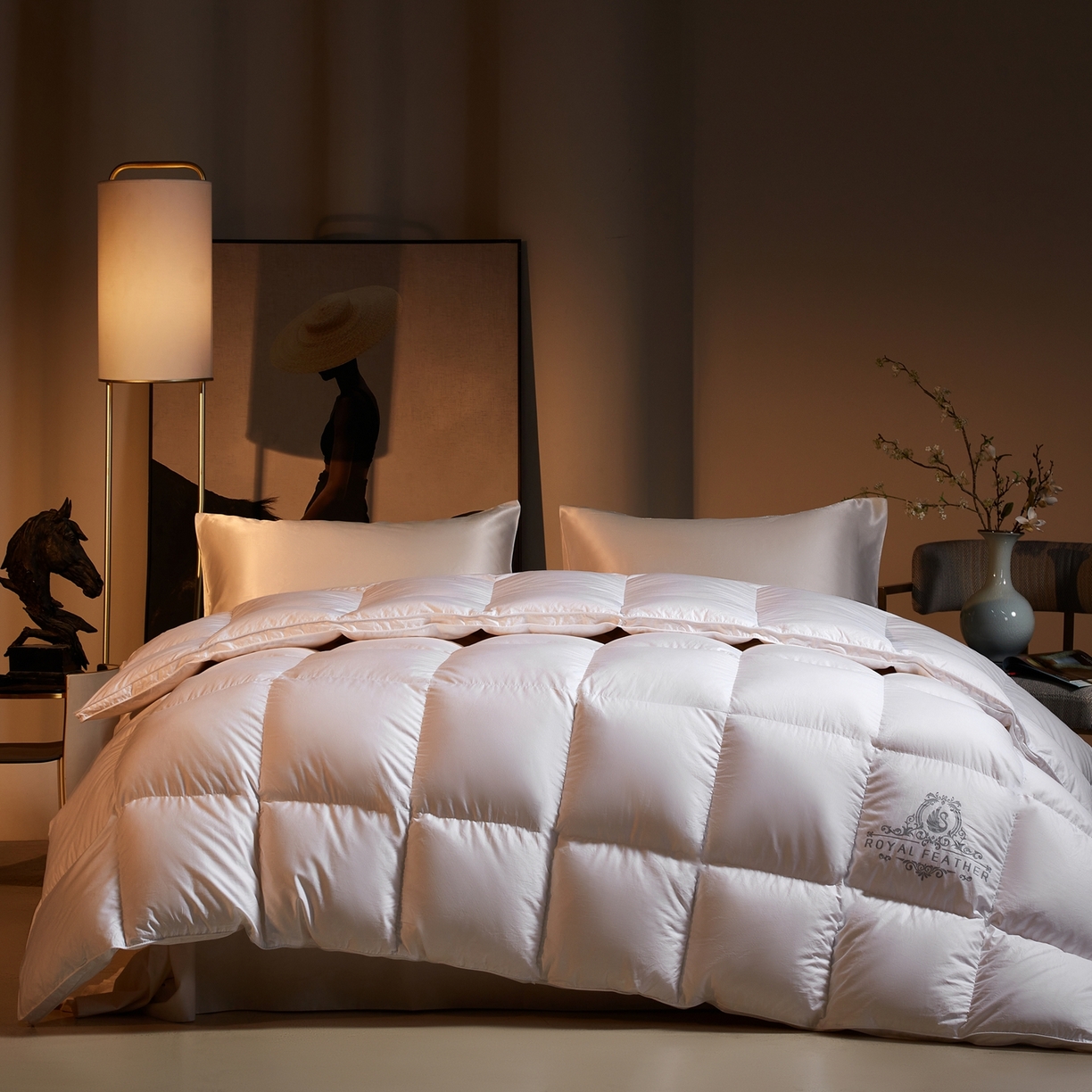 织梦人羽绒工厂店2025新款高蓬松羽绒被85鸭绒大牌同款花型-莱赛尔+棉纯色系列 莱赛尔-白