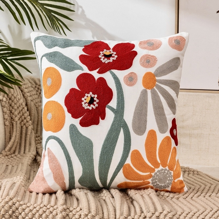 诺可 2025新款醒春集全棉毛巾绣抱枕枕头枕芯-彩色春日花束系列 奇异花