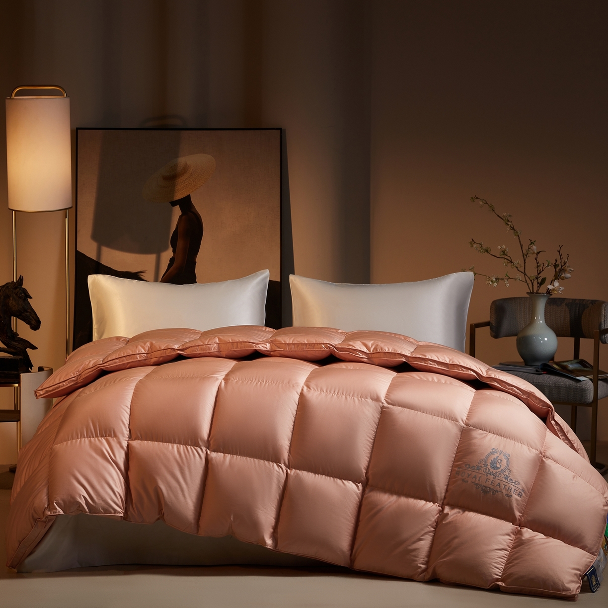 织梦人羽绒工厂店2025新款高蓬松羽绒被85鸭绒大牌同款花型-莱赛尔+棉纯色系列 莱赛尔-桔