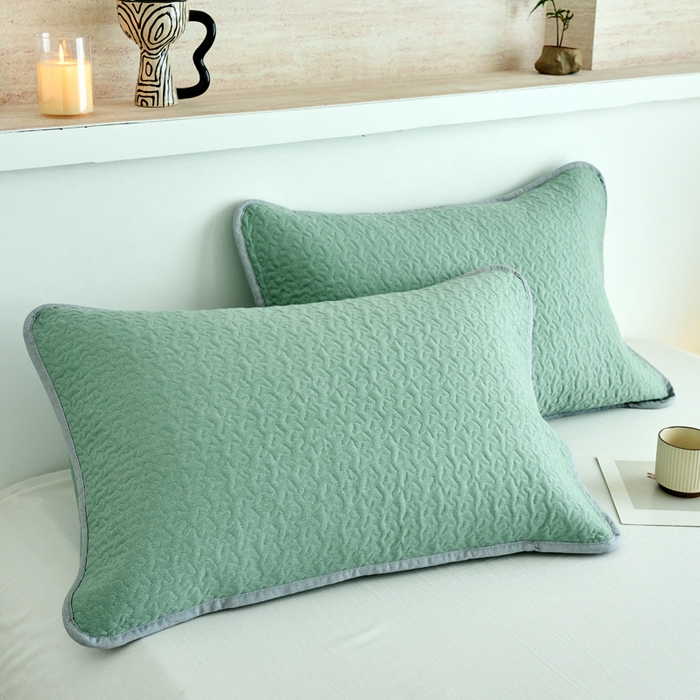 91家纺网 家纺一手货源 找家纺 春皖家纺 2025新款全棉纯棉多功能单枕套 枕套单件 艾迪-绿