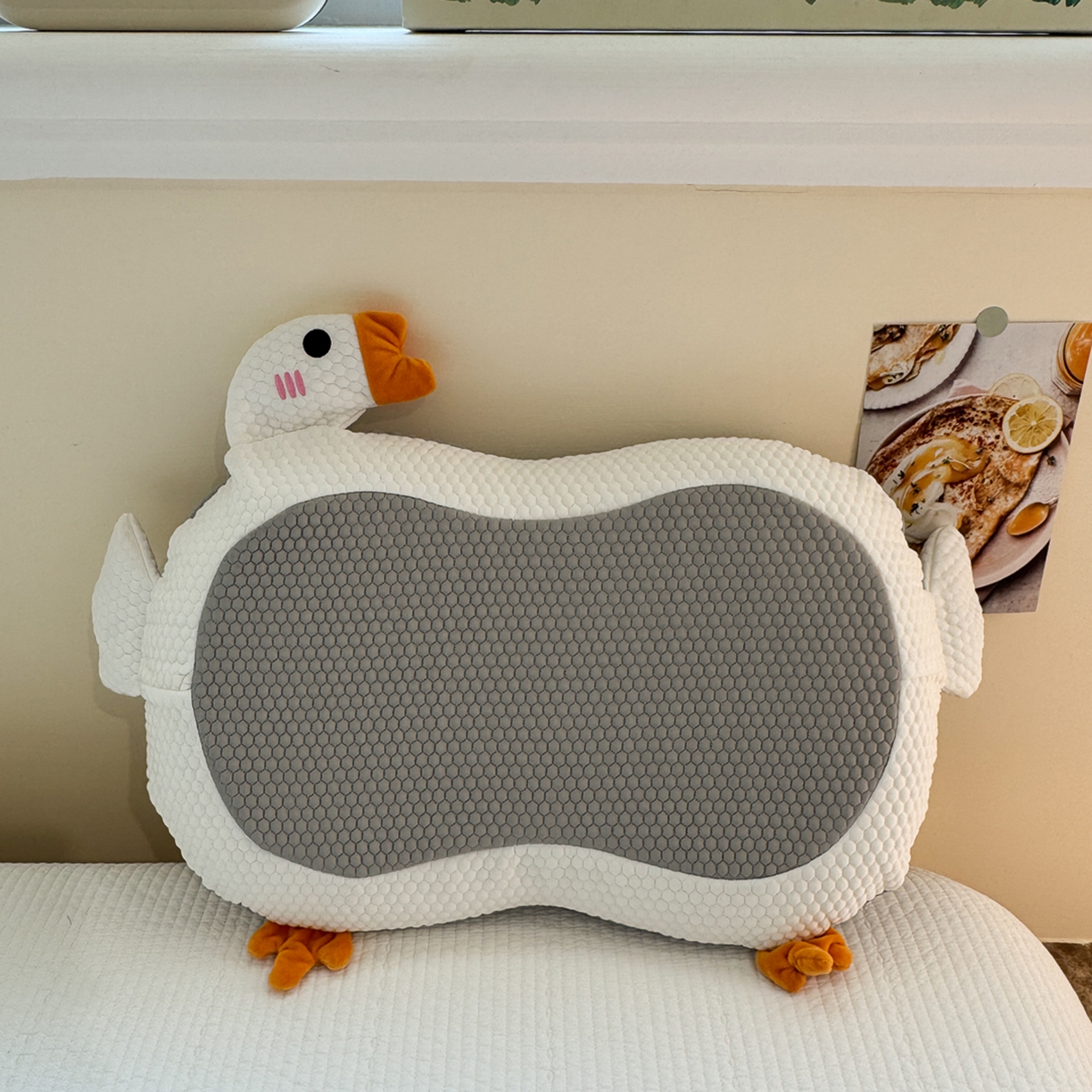 诺可 2025新款凉感凉豆豆记忆枕猫肚枕枕头枕芯-卡通冰大鹅 灰色