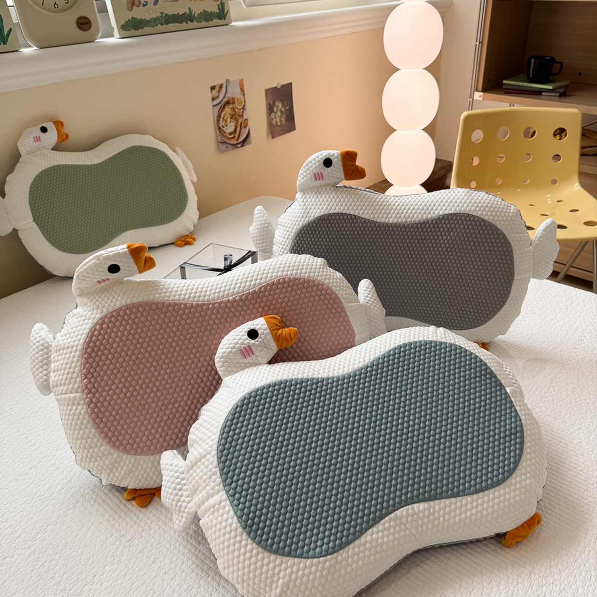 诺可 2025新款凉感凉豆豆记忆枕猫肚枕枕头枕芯-卡通冰大鹅 组合