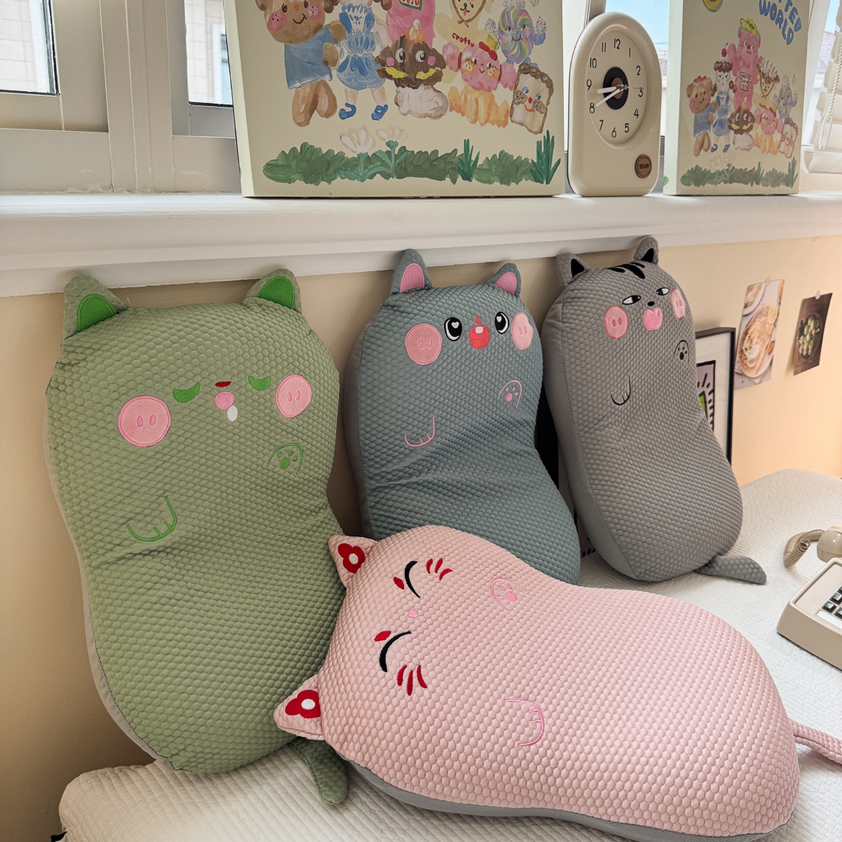诺可 2025新款凉感凉豆豆记忆枕猫肚枕枕头枕芯-冰招财猫 组合
