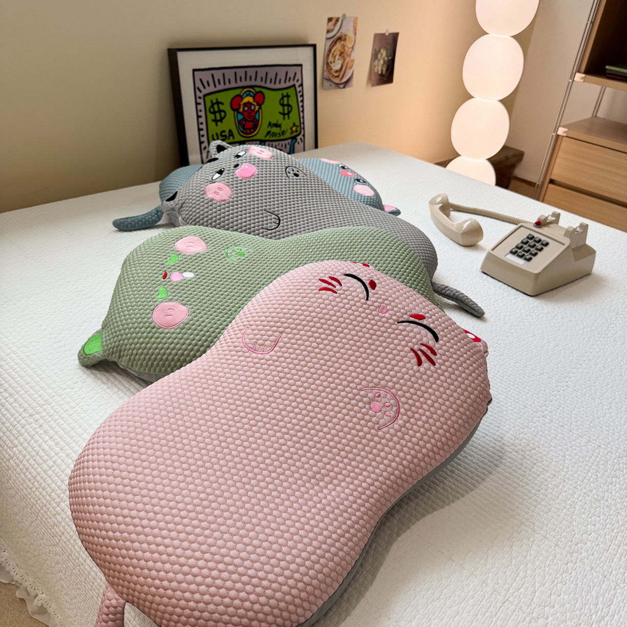 91家纺网 家纺一手货源 找家纺 诺可 2025新款凉感凉豆豆记忆枕猫肚枕枕头枕芯-冰招财猫 组合