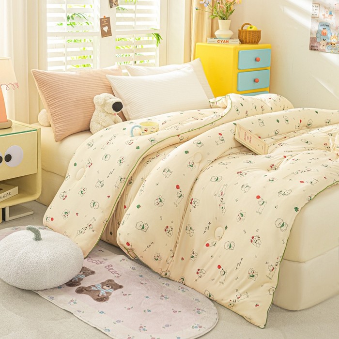 91家纺网 家纺一手货源 找家纺 恋之巢家纺 2025新款莫代尔针织大豆蛋白被子被芯 法式小狗