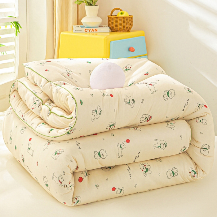 91家纺网 家纺一手货源 找家纺 恋之巢家纺 2025新款莫代尔针织大豆蛋白被子被芯 法式小狗