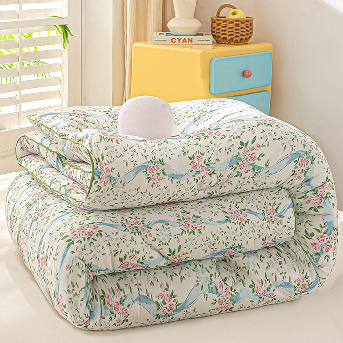 91家纺网 家纺一手货源 找家纺 恋之巢家纺 2025新款莫代尔针织大豆蛋白被子被芯 花漾