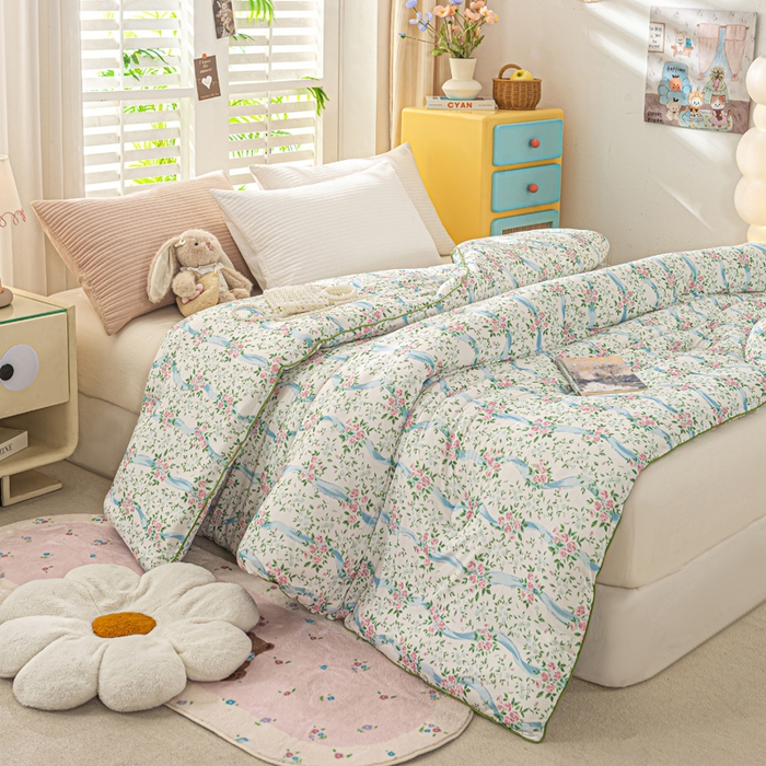 91家纺网 家纺一手货源 找家纺 恋之巢家纺 2025新款莫代尔针织大豆蛋白被子被芯 花漾