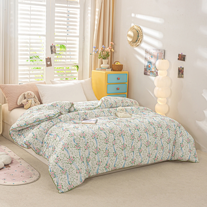 91家纺网 家纺一手货源 找家纺 恋之巢家纺 2025新款莫代尔针织大豆蛋白被子被芯 花漾