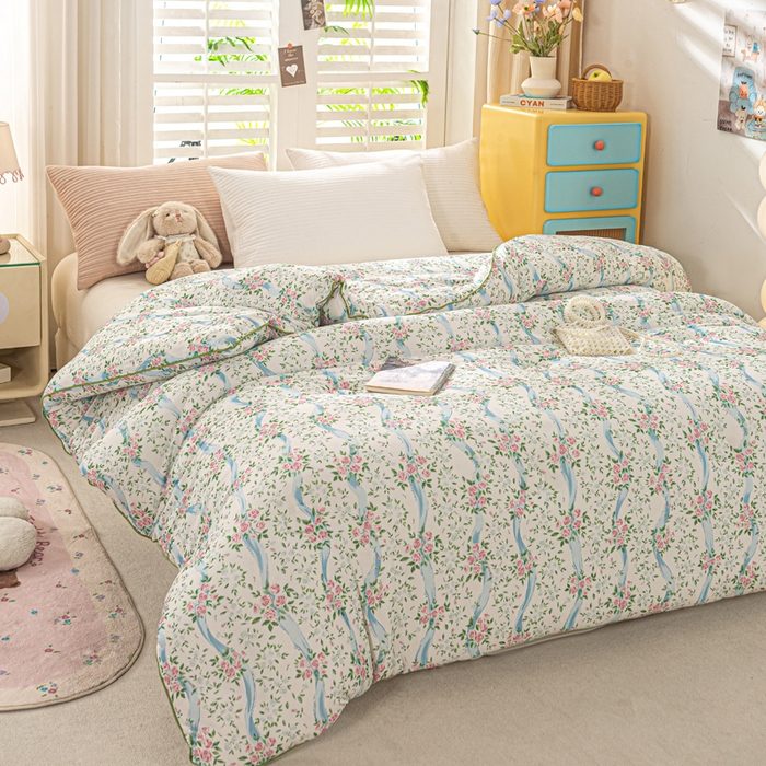 91家纺网 家纺一手货源 找家纺 恋之巢家纺 2025新款莫代尔针织大豆蛋白被子被芯 花漾