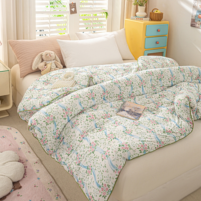 91家纺网 家纺一手货源 找家纺 恋之巢家纺 2025新款莫代尔针织大豆蛋白被子被芯 花漾