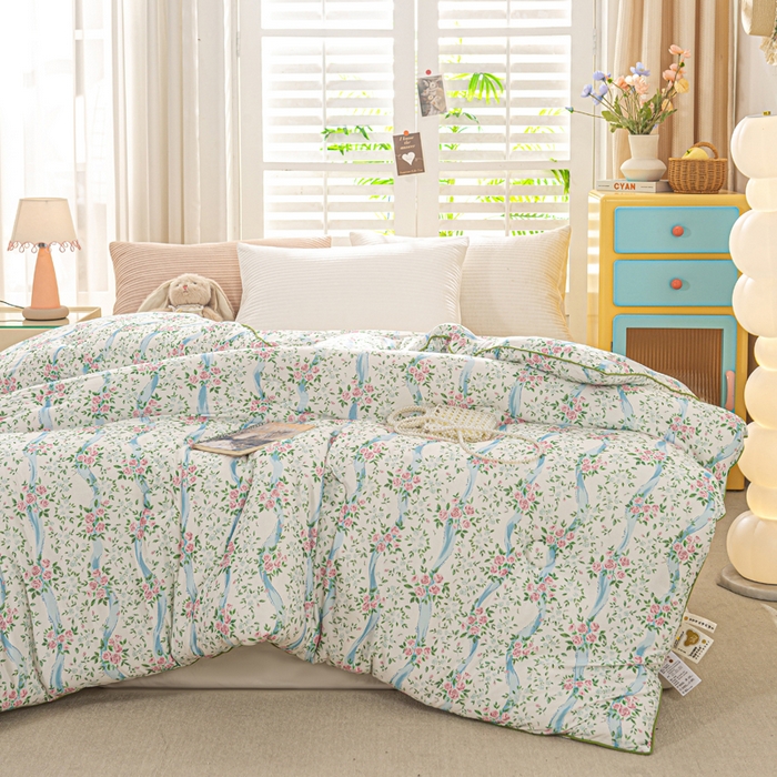 91家纺网 家纺一手货源 找家纺 恋之巢家纺 2025新款莫代尔针织大豆蛋白被子被芯 花漾