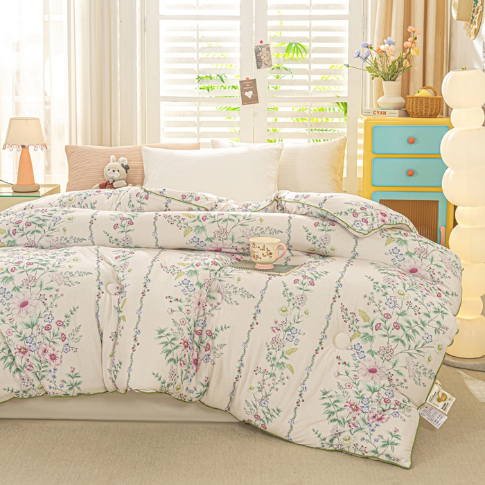 91家纺网 家纺一手货源 找家纺 恋之巢家纺 2025新款莫代尔针织大豆蛋白被子被芯 花韵