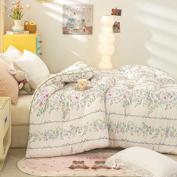 91家纺网 家纺一手货源 找家纺 恋之巢家纺 2025新款莫代尔针织大豆蛋白被子被芯 花韵