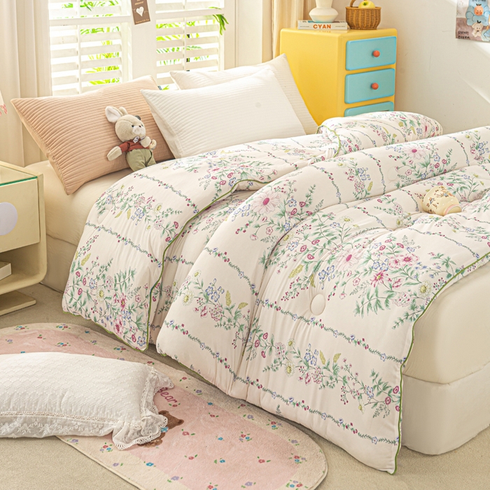 91家纺网 家纺一手货源 找家纺 恋之巢家纺 2025新款莫代尔针织大豆蛋白被子被芯 花韵