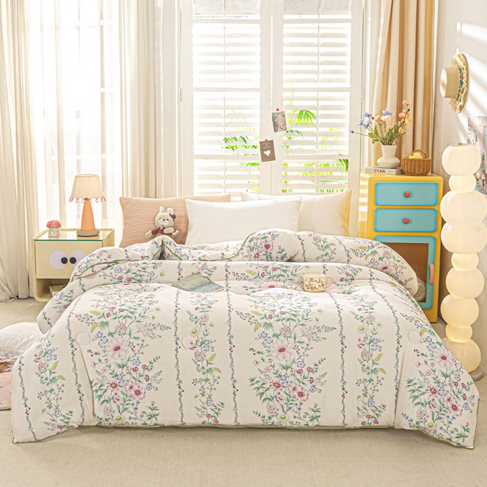 91家纺网 家纺一手货源 找家纺 恋之巢家纺 2025新款莫代尔针织大豆蛋白被子被芯 花韵