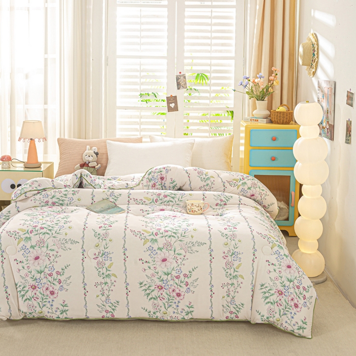 91家纺网 家纺一手货源 找家纺 恋之巢家纺 2025新款莫代尔针织大豆蛋白被子被芯 花韵