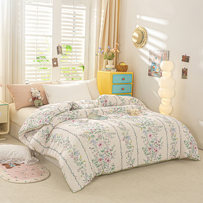 91家纺网 家纺一手货源 找家纺 恋之巢家纺 2025新款莫代尔针织大豆蛋白被子被芯 花韵