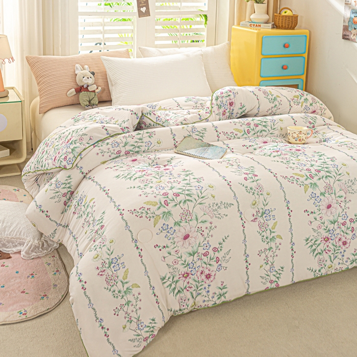 91家纺网 家纺一手货源 找家纺 恋之巢家纺 2025新款莫代尔针织大豆蛋白被子被芯 花韵