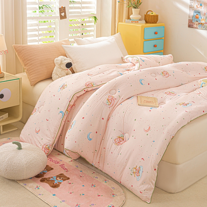 91家纺网 家纺一手货源 找家纺 恋之巢家纺 2025新款莫代尔针织大豆蛋白被子被芯 软糖月光兔